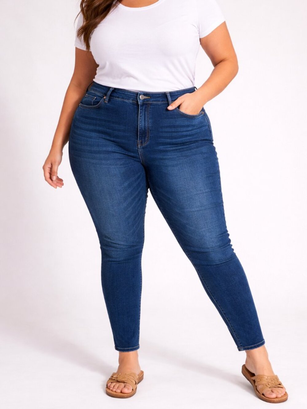 Tahari Women's Size 22 Blue Jeans Stretch Denim Mid Rise Plus Size